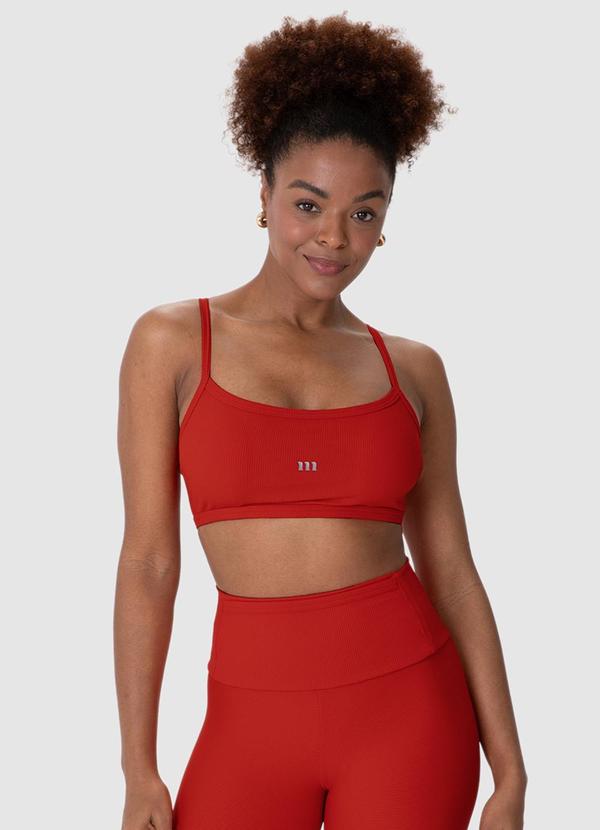 Top Reto Strappy Canelado Active Vermelho