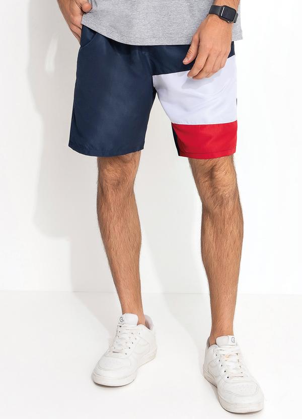 Vista 2 Bermuda Azul Marinho em Tactel Moda Pop Moda Pop