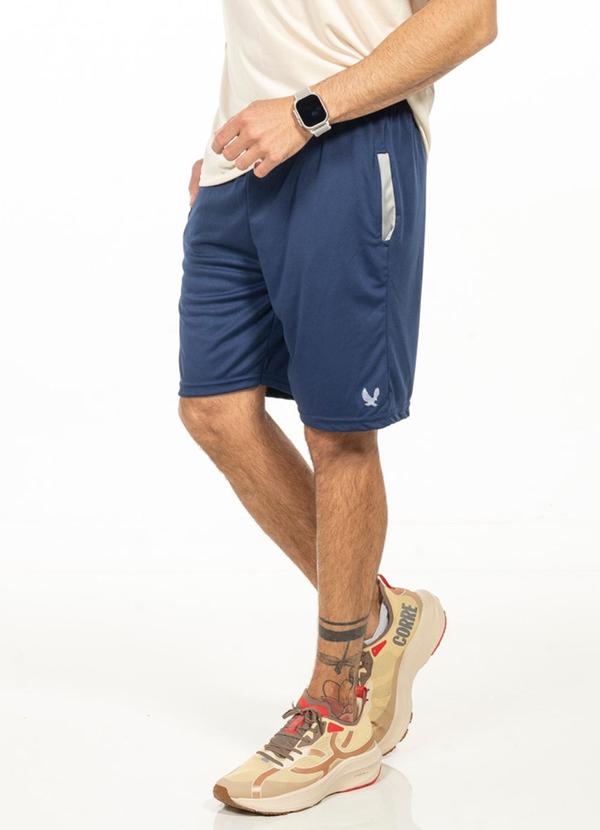 Bermuda com Bolso em Contraste Azul