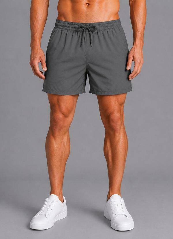 Bermuda Masculina com Bolsos de Tactel Cinza
