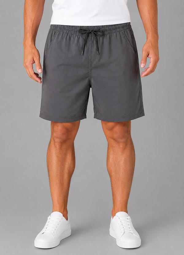 Bermuda Masculina com Bolsos de Tactel Cinza