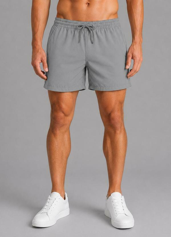 Bermuda Masculina com Bolsos de Tactel Cinza