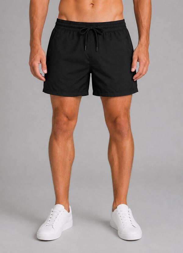 Bermuda Masculina com Bolsos de Tactel Preto
