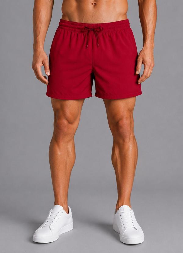 Bermuda Masculina com Bolsos de Tactel Vermelho