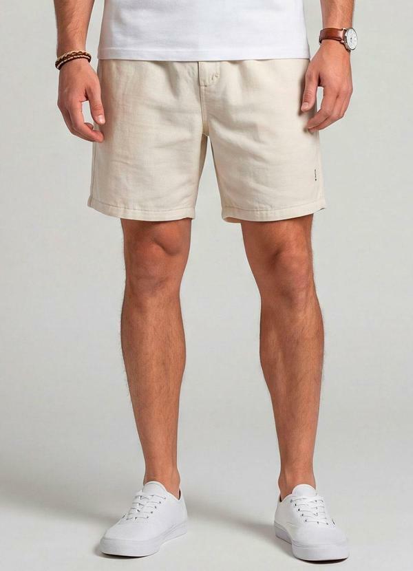 Bermuda Masculina com Bolsos e Cós Elástico Bege