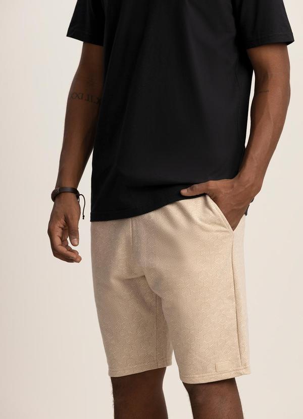 Bermuda Masculina de Moletom com Linho Bege