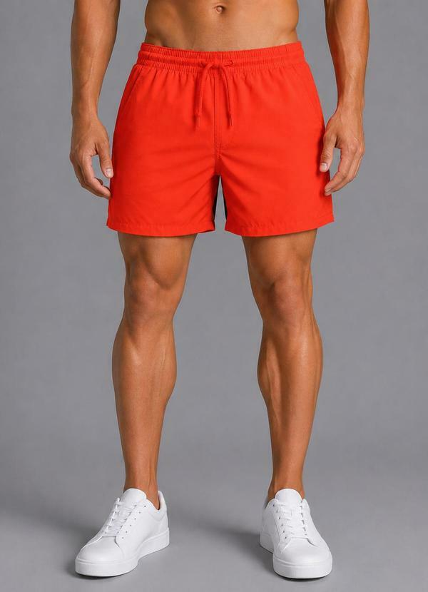 Bermuda Masculina em Suede com Bolsos Laranja