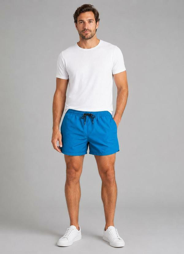 Bermuda Masculina em Tactel com Bolsos Azul