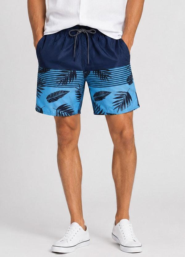 Bermuda Masculina Estampada Tactel Azul