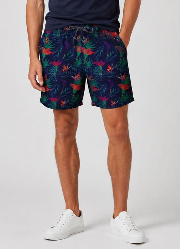 Bermuda Masculina Estampada Tactel Azul