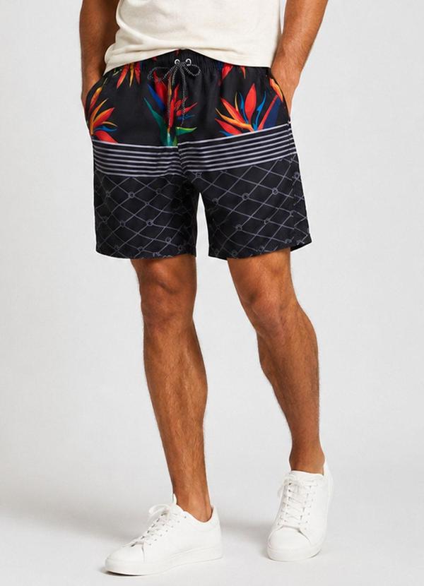Bermuda Masculina Estampada Tactel Laranja