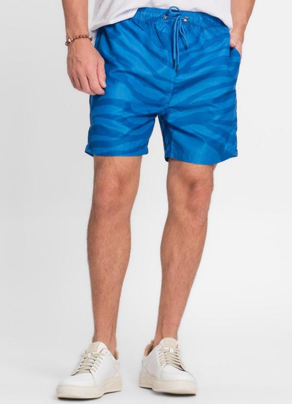 Vista 2 Bermuda Masculina Microfibra Estampada Azul Rovitex Rovitex