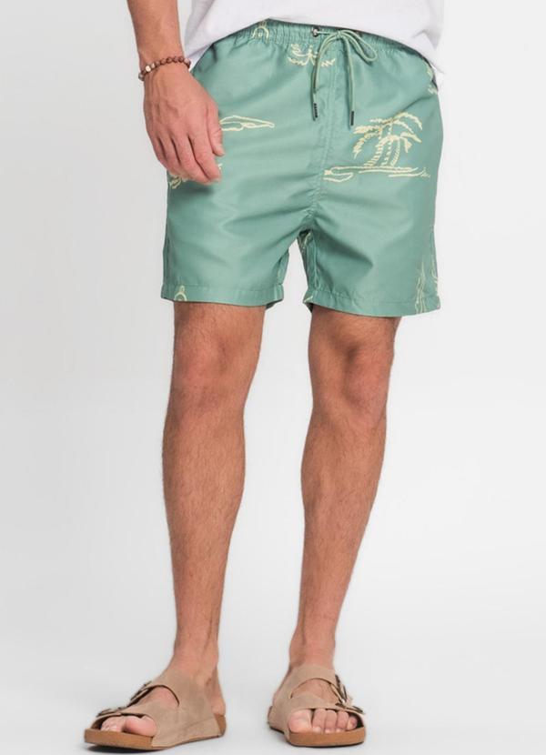 Vista 2 Bermuda Masculina Microfibra Estampada Verde Rovitex Rovitex