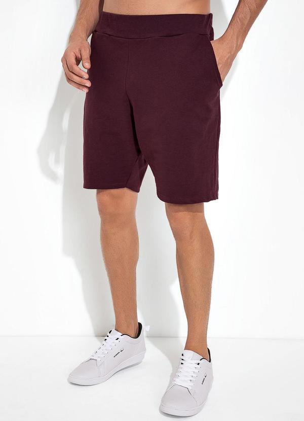 Vista 2 Bermuda Vinho em Moletinho Moda Pop Moda Pop