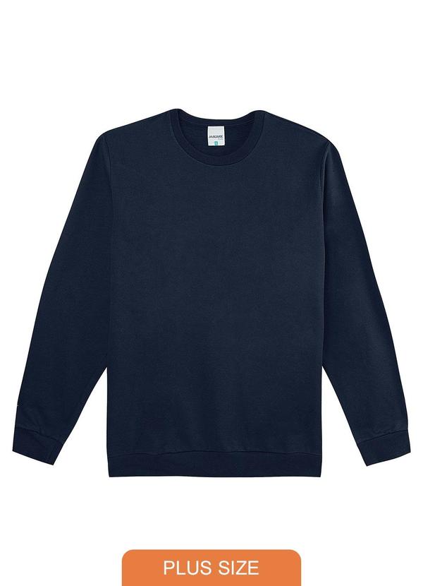 Blusão em Moletom Flanelado Plus Azul Marinho