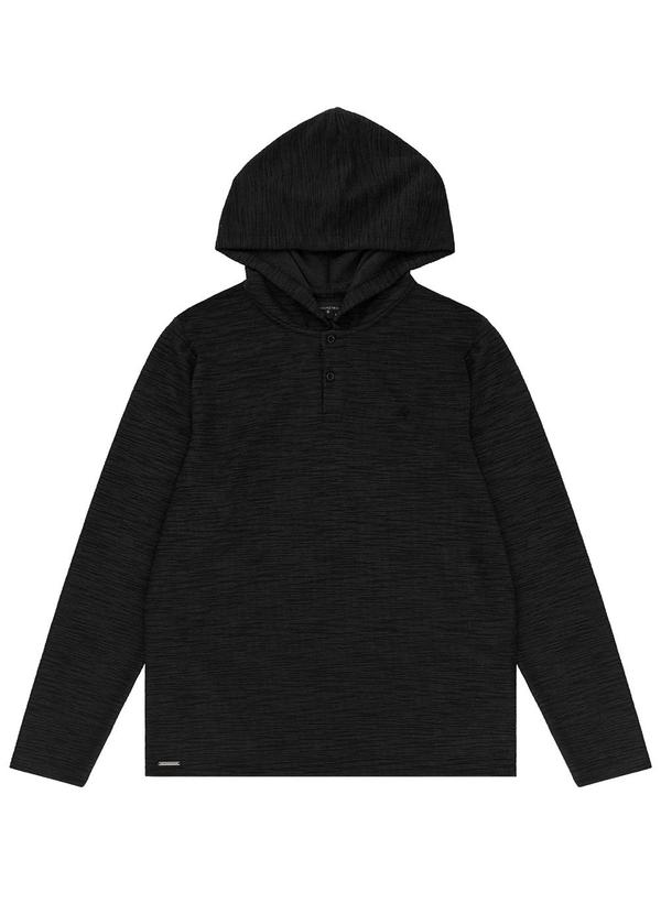 Blusão Masculino com Capuz Maquinetado Preto