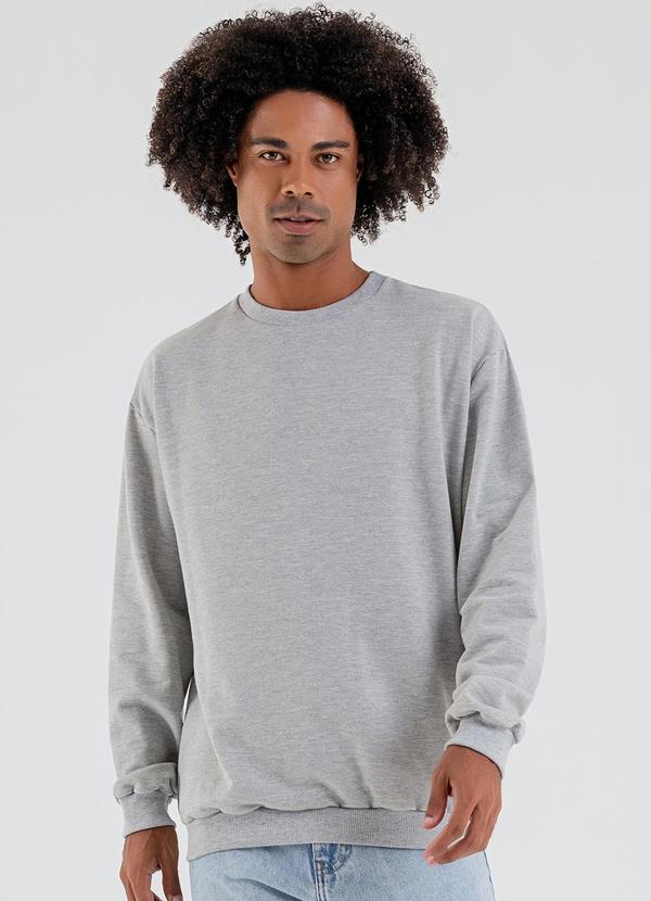 Vista 2 Blusão Masculino em Moletom Cinza JUST BASIC JUST BASIC
