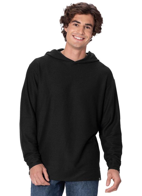 Blusão Texturizado com Capuz Preto