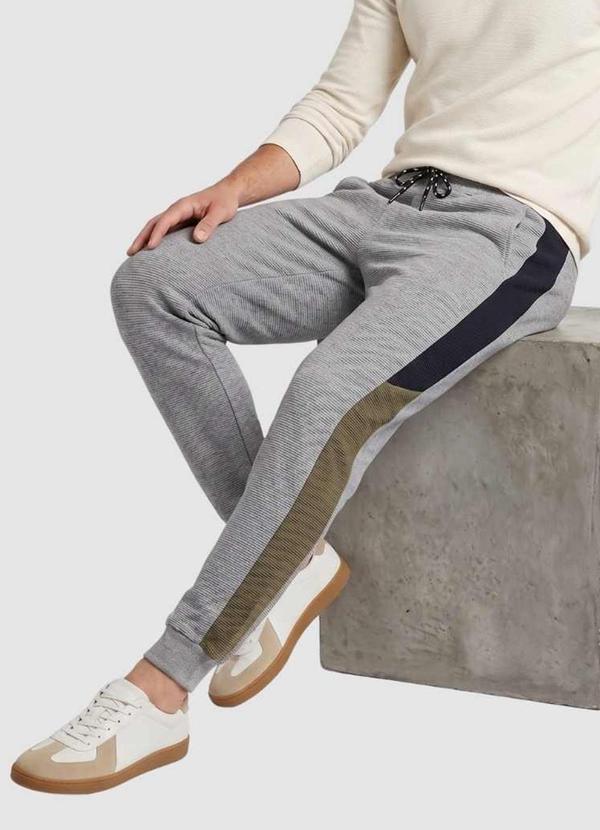 Calça Masc Jacquard 3 Bolsos Recorte Lateral Cin