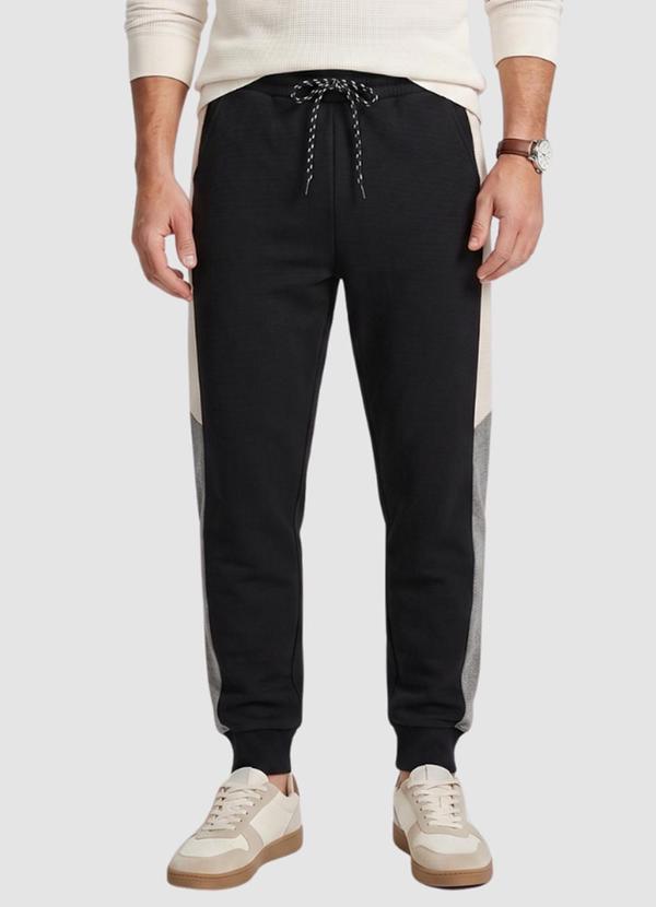 Calça Masc Jacquard 3 Bolsos Recorte Lateral Pre