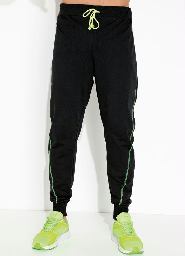 Calça Preta com Costura e Detalhe para Amarrar