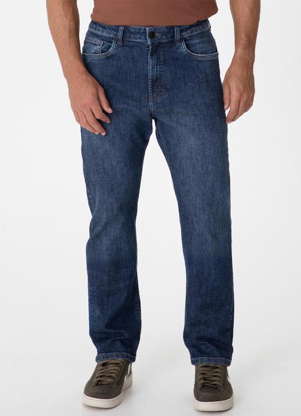 Calça Reta Jeans Azul Escuro