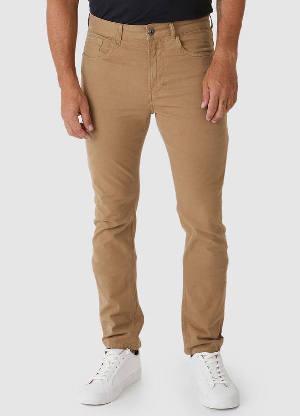 Calça Slim em Sarja Cáqui