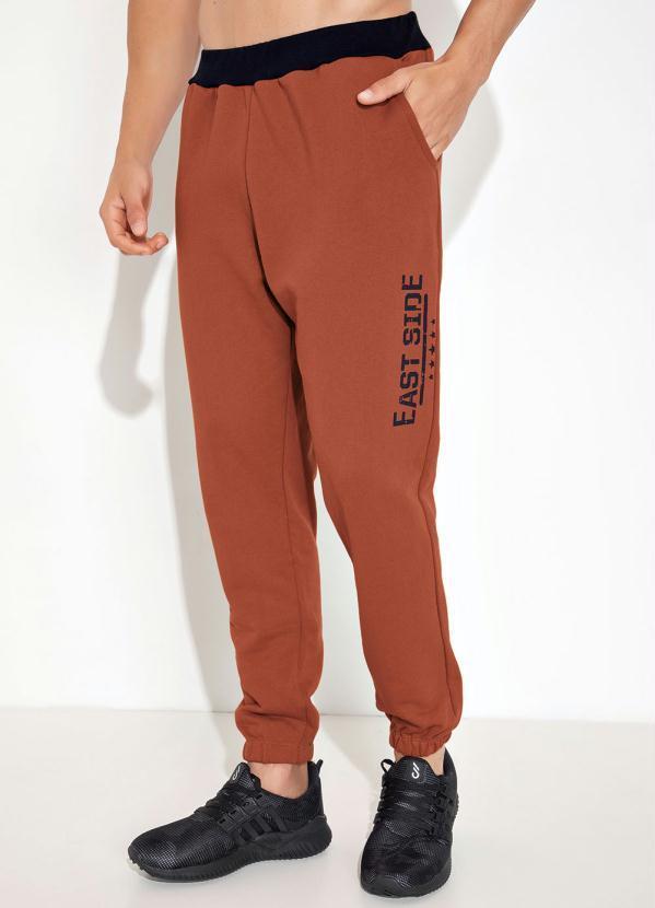 Calça com Elástico e Bolsos Laranja
