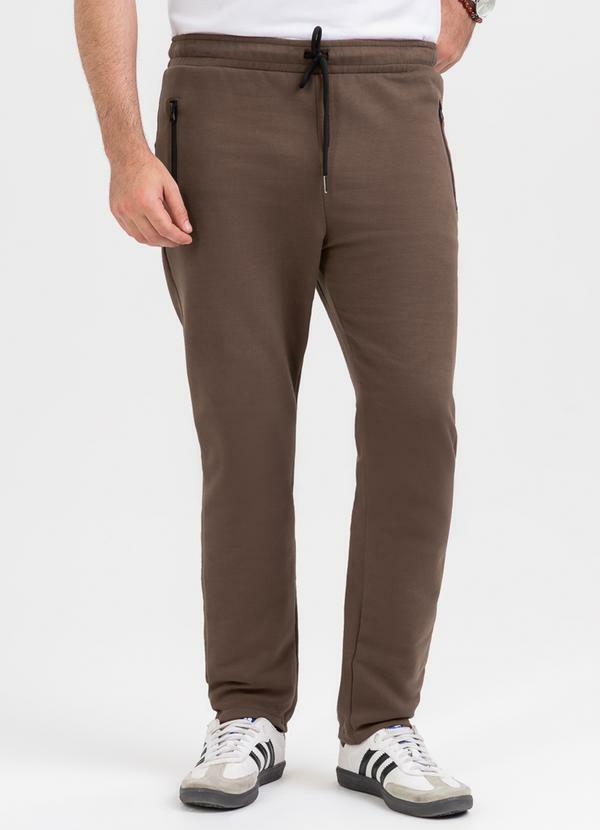 Calça em Moletom Marrom Escuro