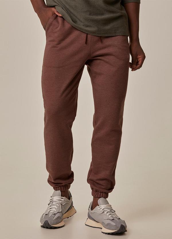 Calça Jogger em Moletom Mesclado Marrom