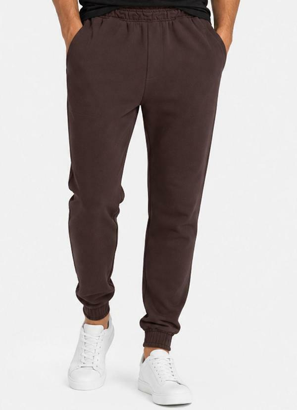 Calça Jooger Masculina Moletom Peluciado Marrom