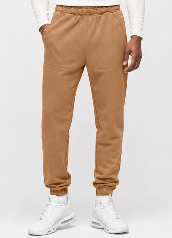 Calça Jooger Masculina Moletom Peluciado Marrom