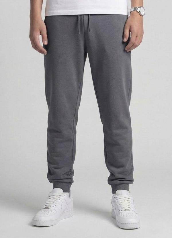 Calça Juvenil Piquet com Bolsos Cinza