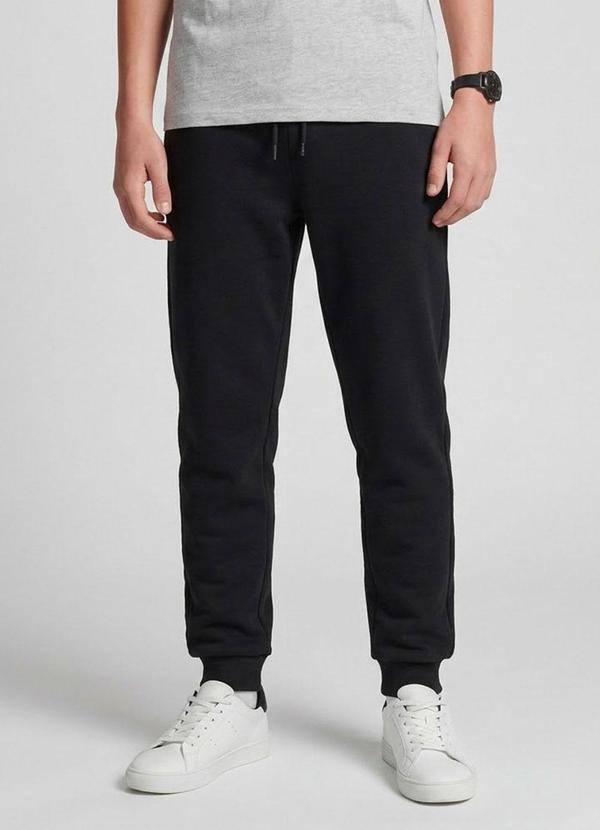 Calça Juvenil Piquet com Bolsos Preto