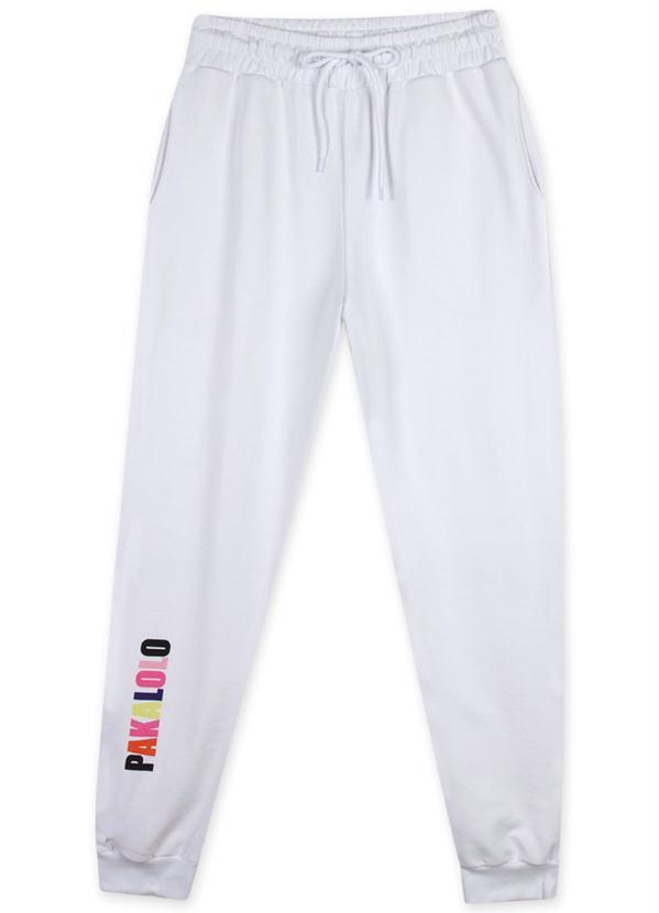 Vista 2 Calça Masculina Moletom Branco Pakalolo Pakalolo