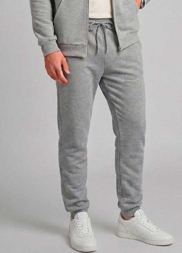 Calça Masculina Moletom Felpado Cinza