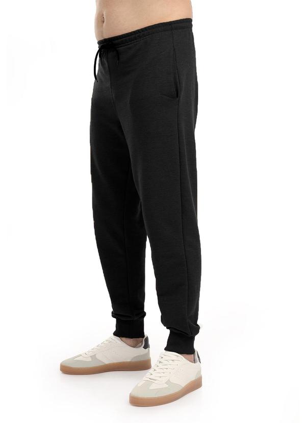 Calça Moletom Mesclado Preto