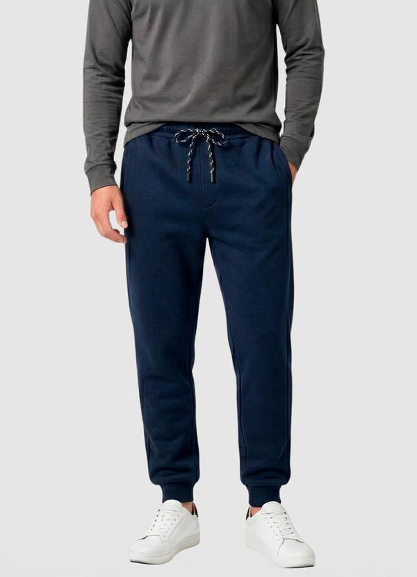Calça Moletom Punho Ribana Azul