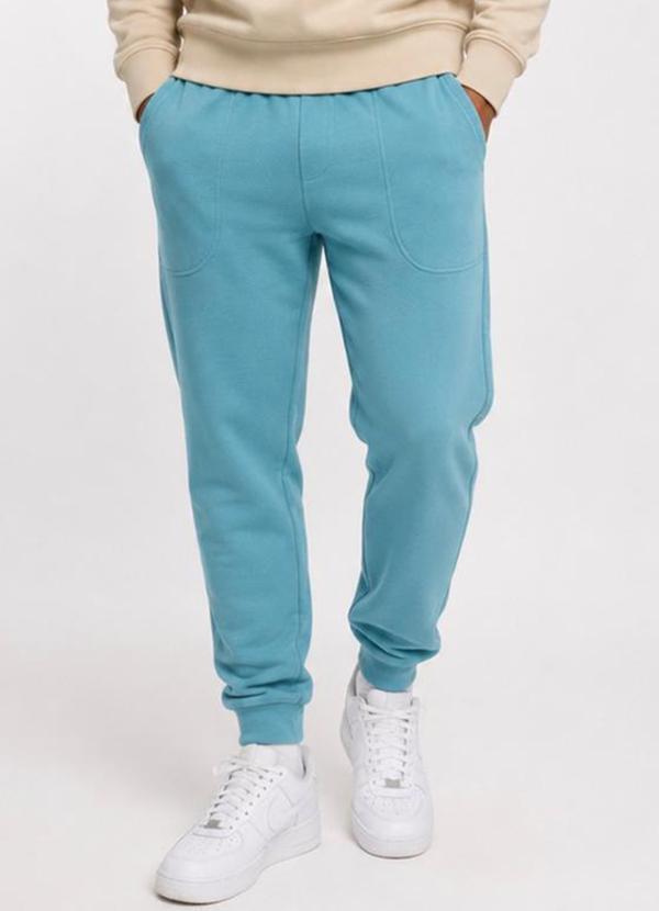 Calça Moletom Punho Ribana Azul