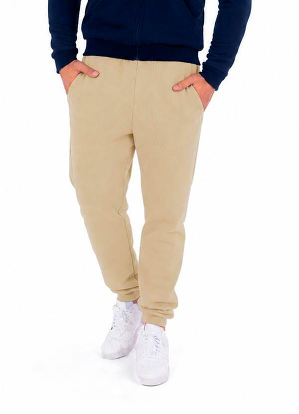 Calça Moletom Punho Ribana Bege