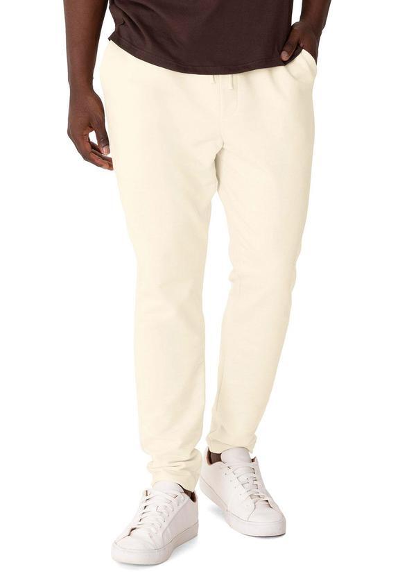 Calça Slim em Moletom Sarjado Off White