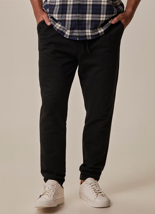 Calça Slim em Moletom Sarjado Preto