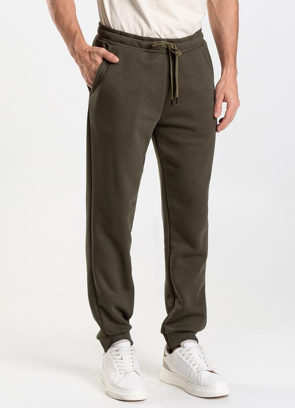 Calça Moletom Peluciada Jogger Verde Militar