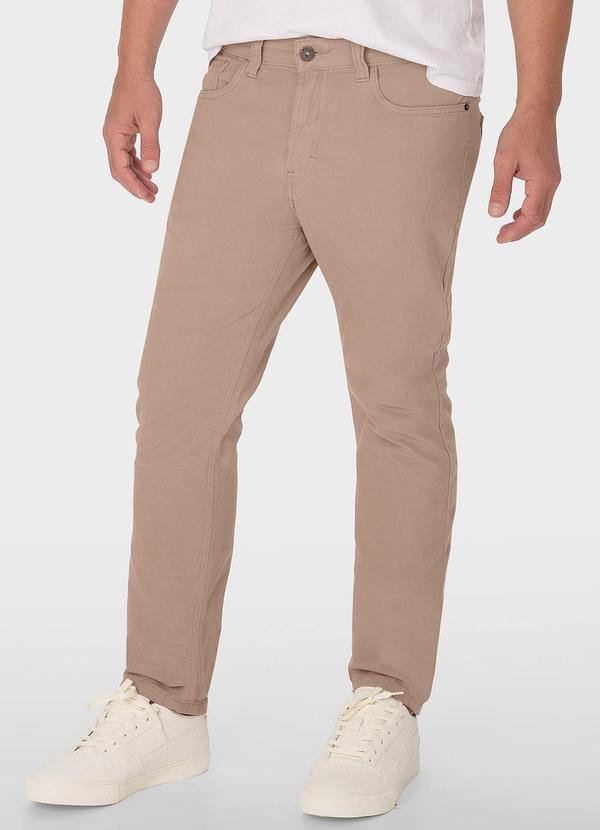Vista 2 Calça Bege Slim em Sarja Masculina Malwee Malwee