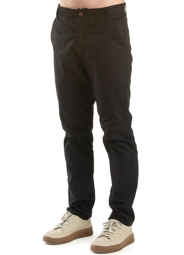 Calça Sarja Bege com Elastano Preto