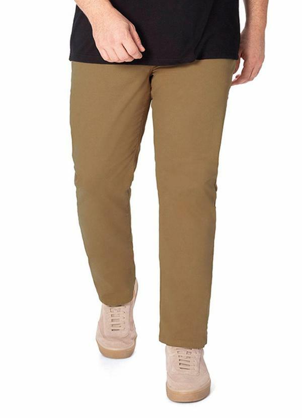 Calça Slim em Sarja Cáqui