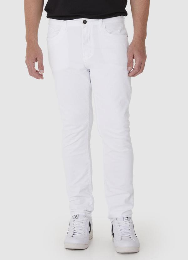 Calça Slim em Sarja Masculina Branco