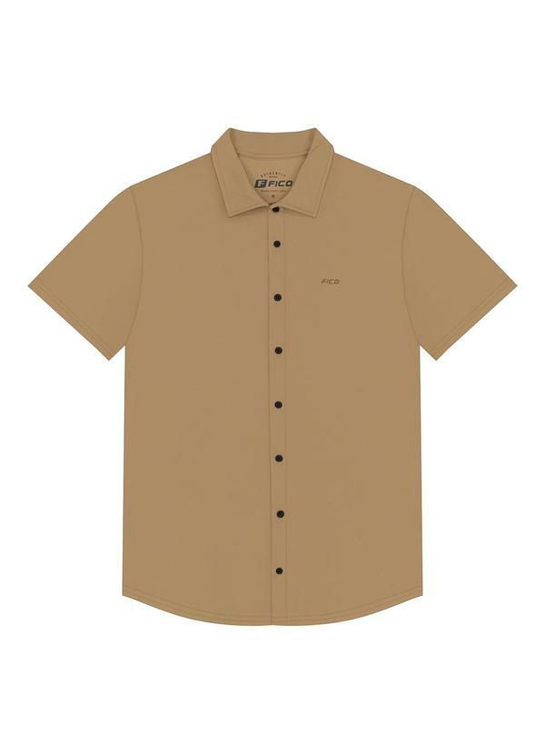 Camisa de Mangas Curtas Masculina em Malha Bege