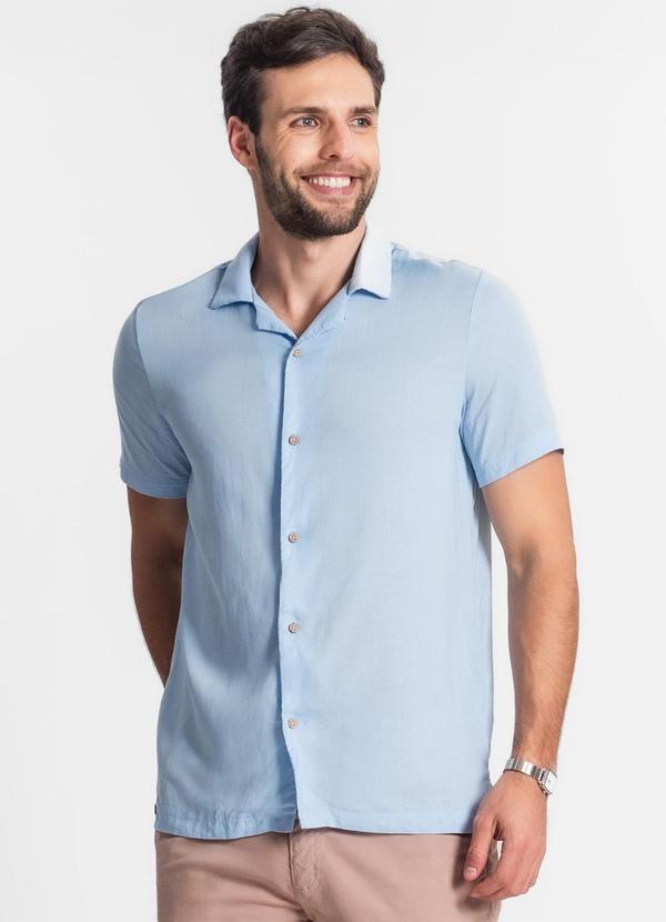 Camisa em Viscolinho Masculina Azul