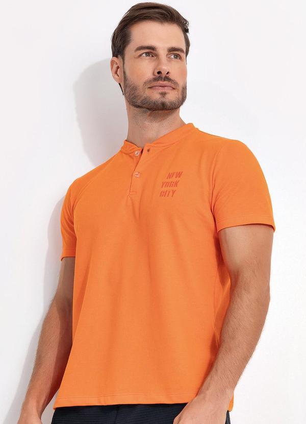 Vista 2 Camisa Gola Padre Laranja Fakini Fakini